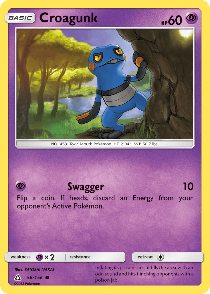 56, Common, Normal, Psychic, Psychic[×2], Reverse Holofoil, Sun & Moon: Ultra Prism Croagunk (56/156) [Sun & Moon: Ultra Prism] - Trading Card World