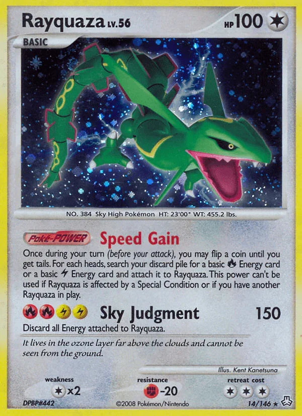 14, Colorless, Colorless[×2], Diamond & Pearl: Legends Awakened, Fighting[-20], Holo Rare, Holofoil, Reverse Holofoil Rayquaza (14/146) [Diamond & Pearl: Legends Awakened] - Trading Card World