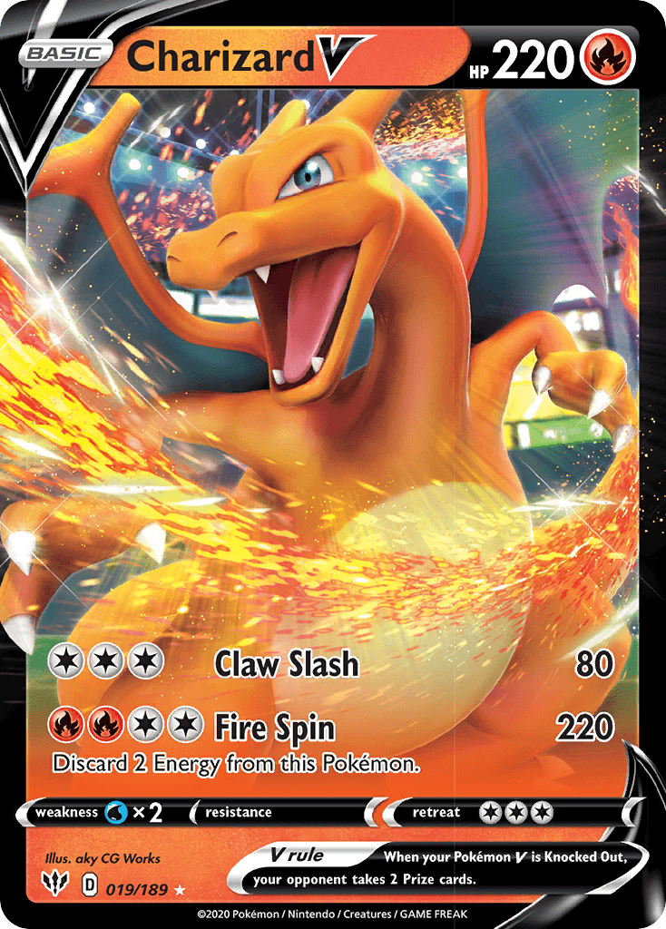 019, Fire, Holofoil, Sword & Shield: Darkness Ablaze, Ultra Rare, Water[×2] Charizard V (019/189) [Sword & Shield: Darkness Ablaze] - Trading Card World