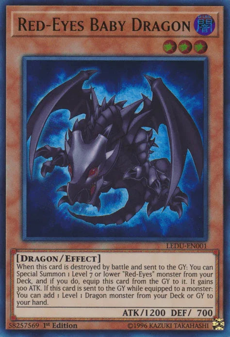 1st Edition, Dark, Dragon, Effect Monster, Legendary Duelists, Ultra Rare Red-Eyes Baby Dragon [LEDU-EN001] Ultra Rare - Trading Card World