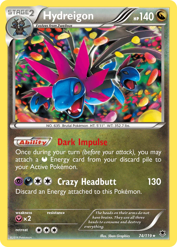74, Dragon, Fairy[×2], Holo Rare, Holofoil, Reverse Holofoil, XY: Phantom Forces Hydreigon (74/119) [XY: Phantom Forces] - Trading Card World