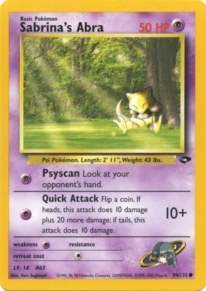 94, Common, Gym Challenge Unlimited, Normal, Psychic, Psychic[×2] Sabrina's Abra (94/132) [Gym Challenge Unlimited] - Trading Card World