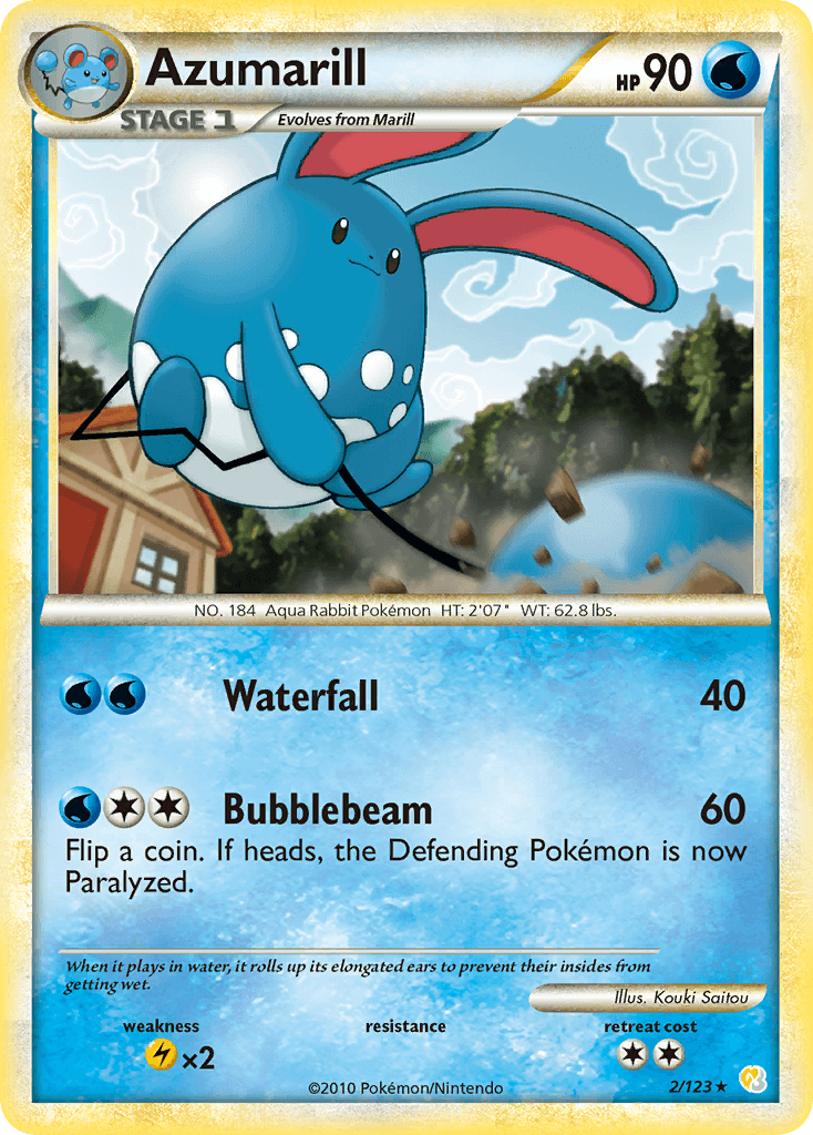 HeartGold & SoulSilver: Base Set, Holo Rare, Holofoil, Lightning[×2], Reverse Holofoil, Water Azumarill (2/123) [HeartGold & SoulSilver: Base Set] - Trading Card World
