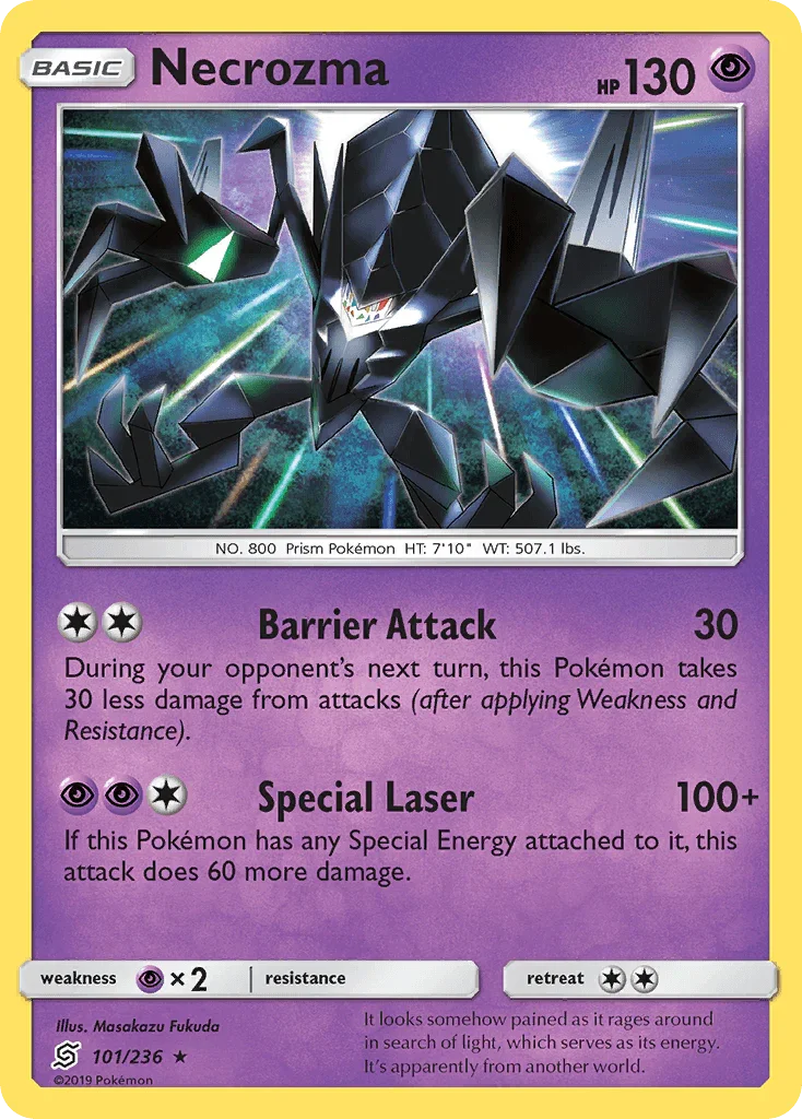 Normal, Psychic, Psychic[×2], Rare, Reverse Holofoil, Sun & Moon: Unified Minds Necrozma (101/236) [Sun & Moon: Unified Minds] - Trading Card World