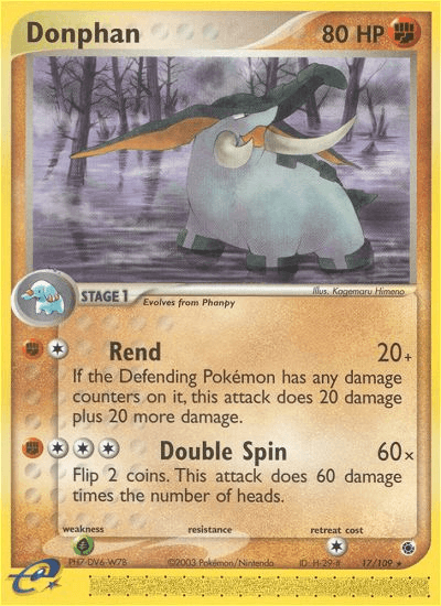 17, EX: Ruby & Sapphire, Fighting, Grass[×2], Normal, Rare, Reverse Holofoil Donphan (17/109) [EX: Ruby & Sapphire] - Trading Card World