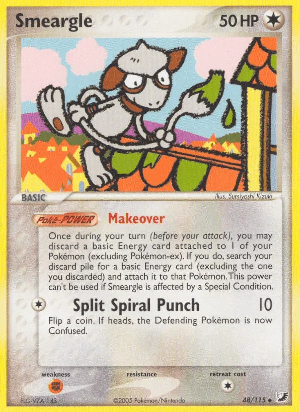 48, Colorless, EX: Unseen Forces, Fighting[×2], Normal, Uncommon Smeargle (48/115) [EX: Unseen Forces] - Trading Card World