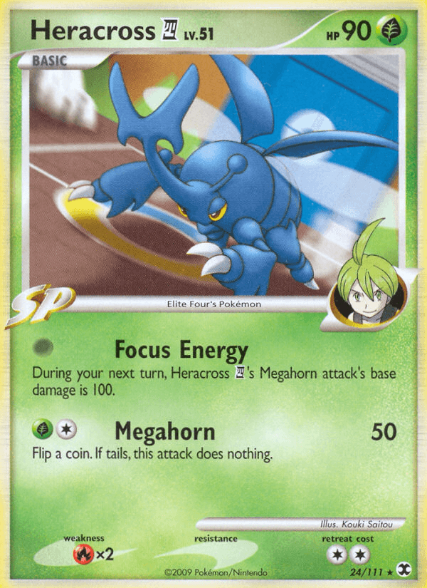 24, Fire[×2], Grass, Normal, Platinum: Rising Rivals, Rare, Reverse Holofoil Heracross (24/111) [Platinum: Rising Rivals] - Trading Card World