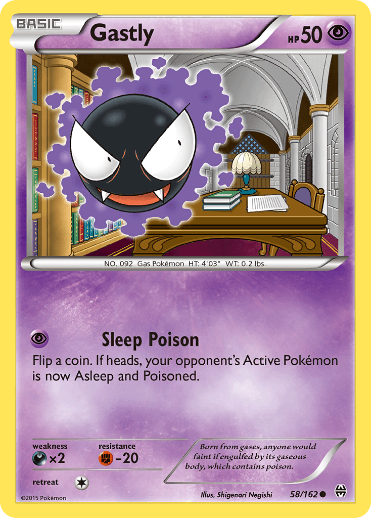 58, Common, Darkness[×2], Fighting[-20], Normal, Psychic, Reverse Holofoil, XY: BREAKthrough Gastly (58/162) [XY: BREAKthrough] - Trading Card World