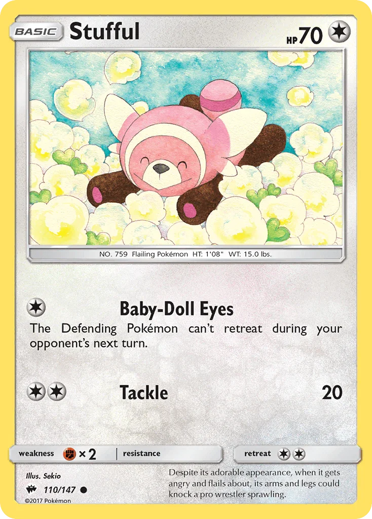 110, Colorless, Common, Fighting[×2], Normal, Reverse Holofoil, Sun & Moon: Burning Shadows Stufful (110/147) [Sun & Moon: Burning Shadows] - Trading Card World