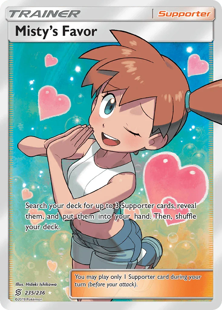 235, Holofoil, Sun & Moon: Unified Minds, Supporter, Ultra Rare Misty's Favor (235/236) [Sun & Moon: Unified Minds] - Trading Card World