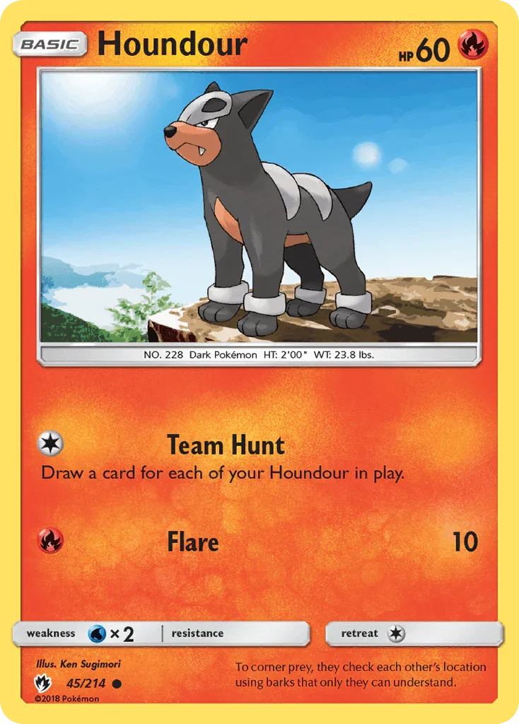45, Common, Fire, Normal, Reverse Holofoil, Sun & Moon: Lost Thunder, Water[×2] Houndour (45/214) [Sun & Moon: Lost Thunder] - Trading Card World