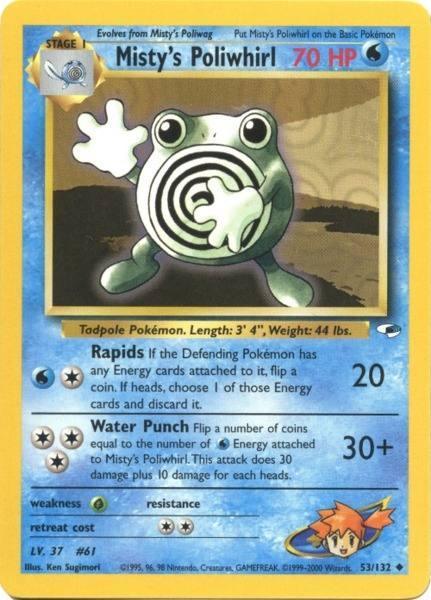 53, Grass[×2], Gym Heroes Unlimited, Normal, Uncommon, Water Misty's Poliwhirl (53/132) [Gym Heroes Unlimited] - Trading Card World
