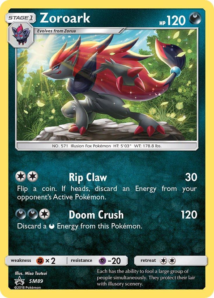 Black Star Promo, Darkness, Fighting[×2], Holofoil, Psychic[-20], SM89, Sun & Moon: Black Star Promos Zoroark (SM89) [Sun & Moon: Black Star Promos] - Trading Card World