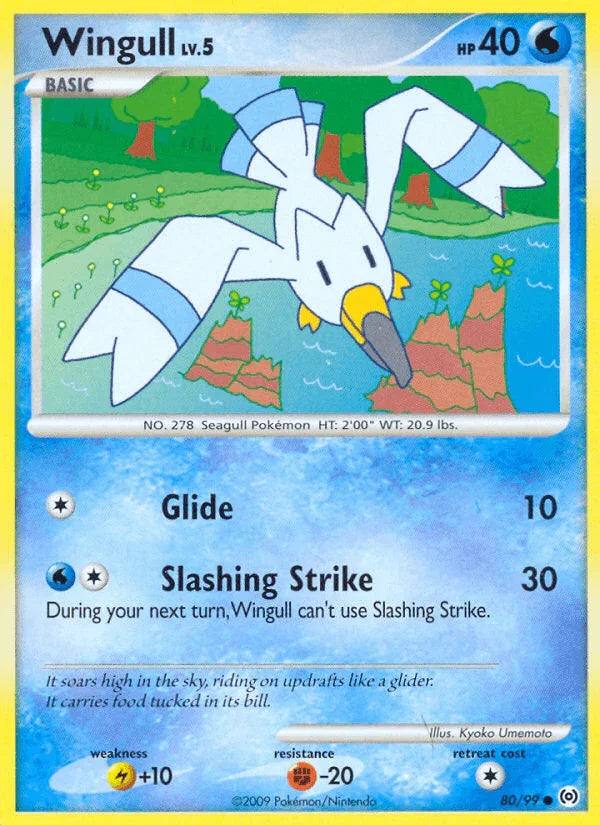 80, Common, Fighting[-20], Lightning[+10], Normal, Platinum: Arceus, Reverse Holofoil, Water Wingull (80/99) [Platinum: Arceus] - Trading Card World