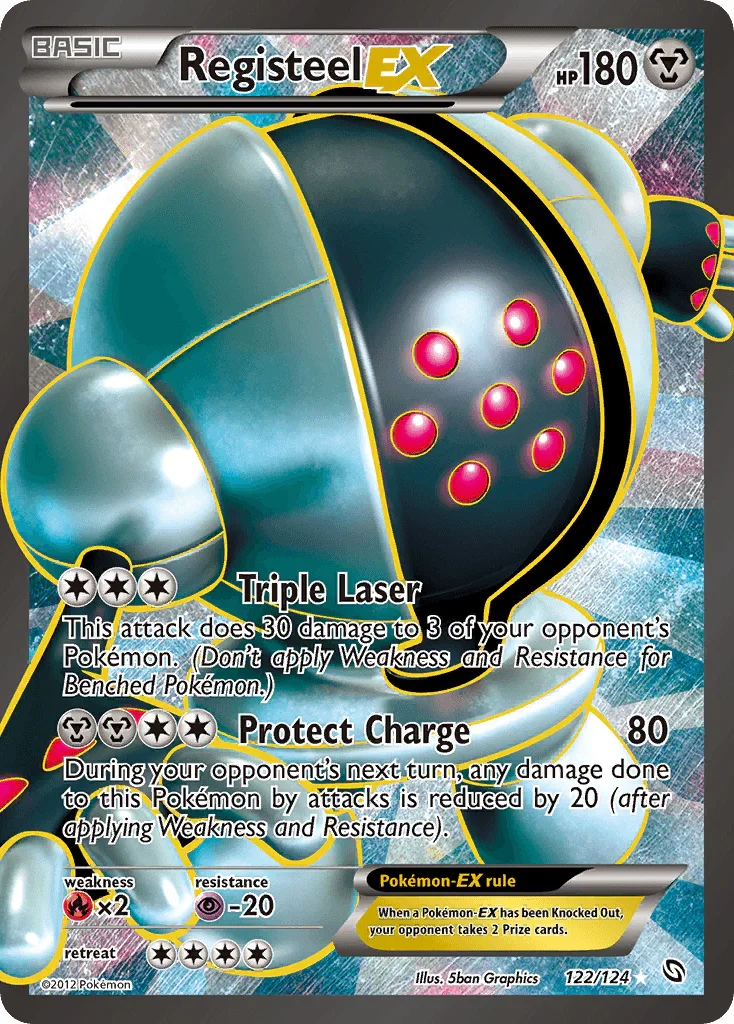 122, Black & White: Dragons Exalted, Fire[×2], Holofoil, Metal, Psychic[-20], Ultra Rare Registeel EX (122/124) [Black & White: Dragons Exalted] - Trading Card World