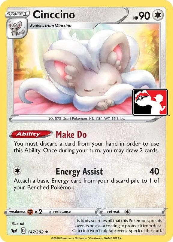 147, Colorless, Fighting[×2], Holofoil, Normal, Prize Pack Series One, Rare Cinccino (147/202) [Prize Pack Series One] - Trading Card World