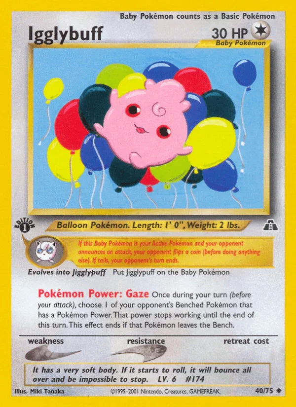 1st Edition Normal, 40, Colorless, Neo Discovery 1st Edition, Uncommon Igglybuff (40/75) [Neo Discovery 1st Edition] - Trading Card World