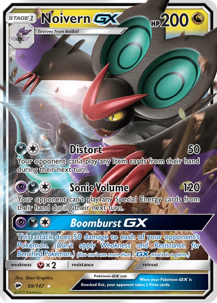 99, Dragon, Fairy[×2], Holofoil, Sun & Moon: Burning Shadows, Ultra Rare Noivern GX (99/147) [Sun & Moon: Burning Shadows] - Trading Card World