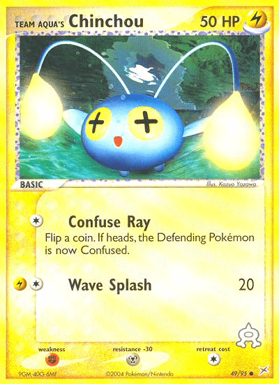 49, Common, EX: Team Magma vs Team Aqua, Fighting[×2], Lightning, Metal[-30], Normal, Reverse Holofoil Team Aqua's Chinchou (49/95) [EX: Team Magma vs Team Aqua] - Trading Card World