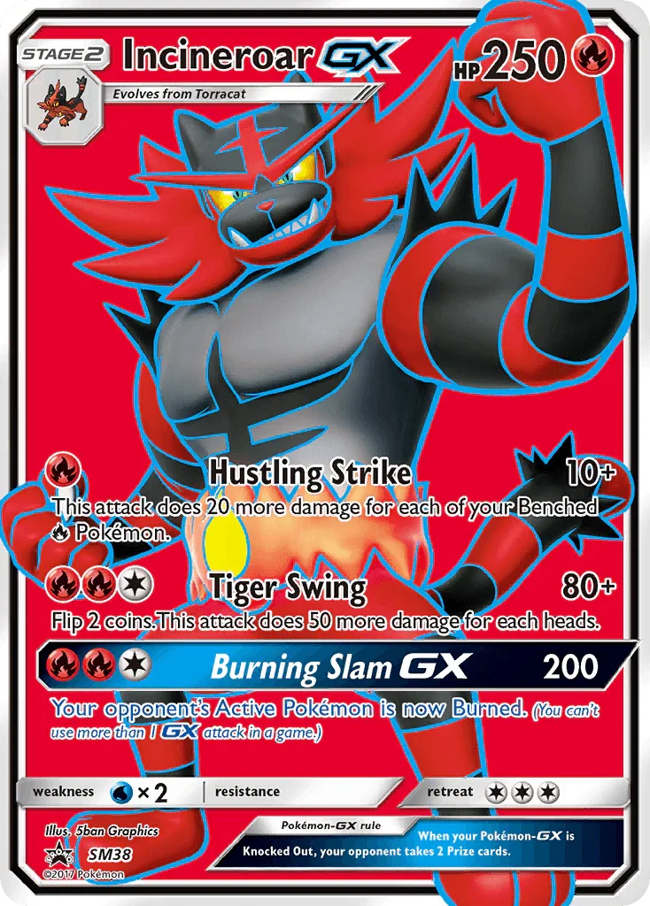 Black Star Promo, Fire, Holofoil, SM38, Sun & Moon: Black Star Promos, Water[×2] Incineroar GX (SM38) [Sun & Moon: Black Star Promos] - Trading Card World