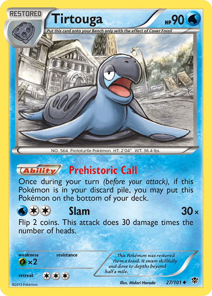 27, Black & White: Plasma Blast, Grass[×2], Normal, Reverse Holofoil, Uncommon, Water Tirtouga (27/101) [Black & White: Plasma Blast] - Trading Card World