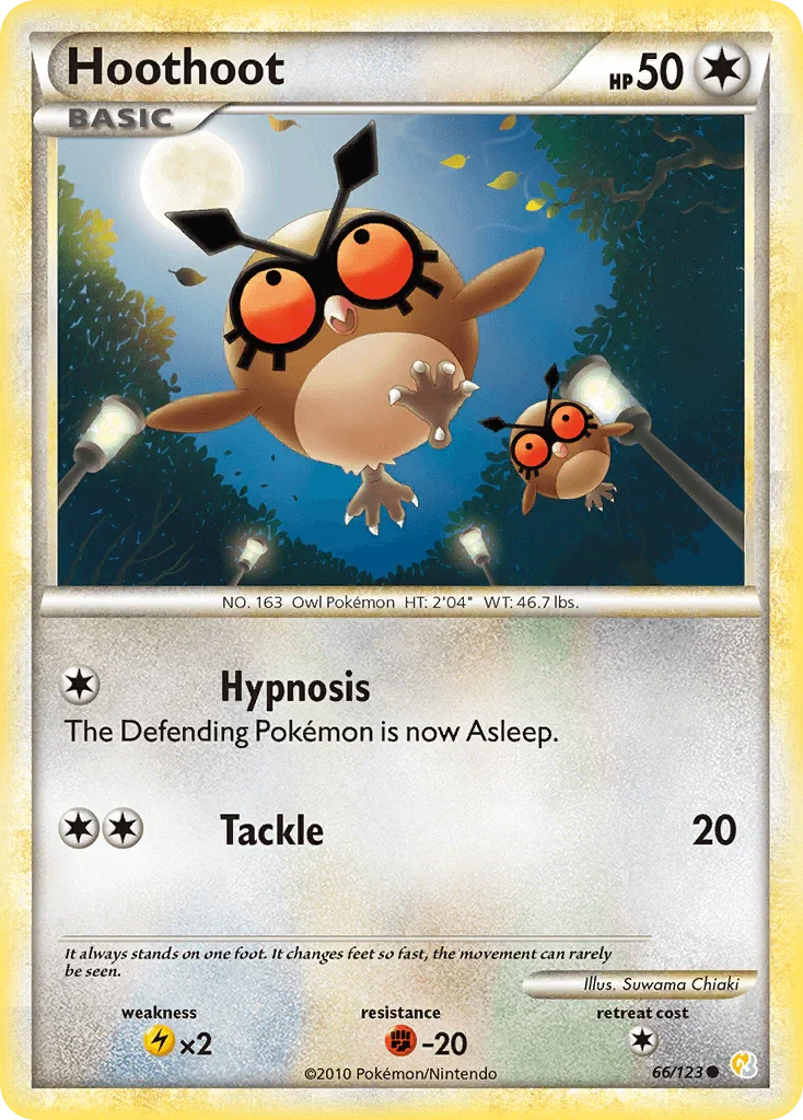66, Colorless, Common, Fighting[-20], HeartGold & SoulSilver: Base Set, Lightning[×2], Normal, Reverse Holofoil Hoothoot (66/123) [HeartGold & SoulSilver: Base Set] - Trading Card World