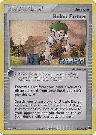 91, EX: Delta Species, Reverse Holofoil, Supporter, Uncommon Holon Farmer (91/113) (Stamped) [EX: Delta Species] - Trading Card World
