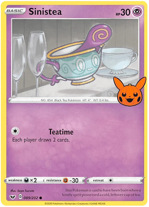 089, Darkness [x2], Fighting [-30], Normal, Promo, Psychic, Trick or Trade 2023 Sinistea (089/202) [Trick or Trade 2023] - Trading Card World