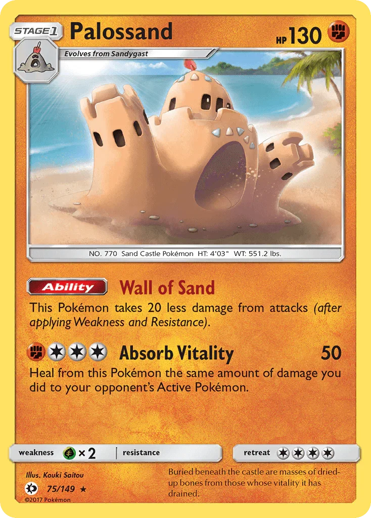 75, Fighting, Grass[×2], Normal, Rare, Reverse Holofoil, Sun & Moon: Base Set Palossand (75/149) [Sun & Moon: Base Set] - Trading Card World