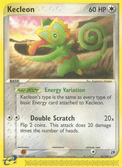 18, Colorless, EX: Sandstorm, Fighting[×2], Normal, Rare, Reverse Holofoil Kecleon (18/100) [EX: Sandstorm] - Trading Card World