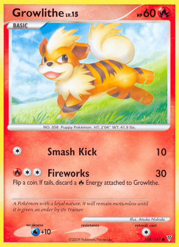 108, Common, Fire, Normal, Platinum: Supreme Victors, Reverse Holofoil, Water[+10] Growlithe (108/147) [Platinum: Supreme Victors] - Trading Card World