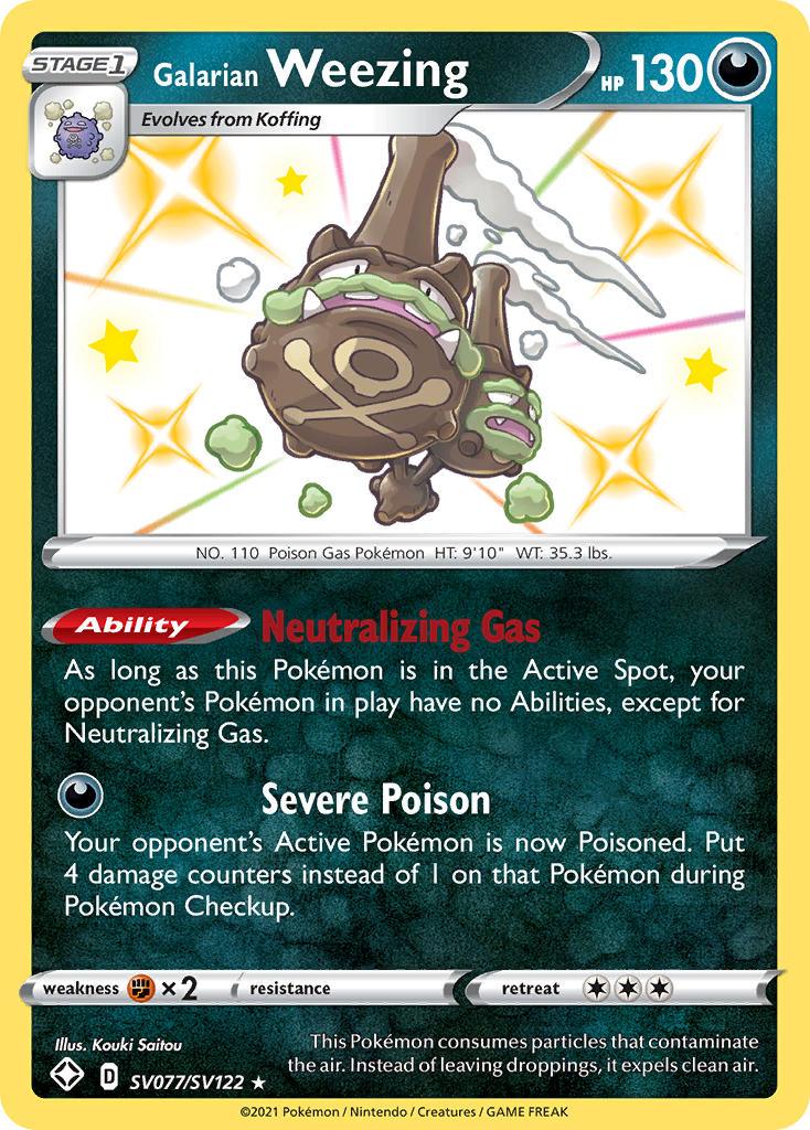 Darkness, Fighting[×2], Holofoil, SV077, Sword & Shield: Shining Fates, Ultra Rare Galarian Weezing (SV077/SV122) [Sword & Shield: Shining Fates] - Trading Card World