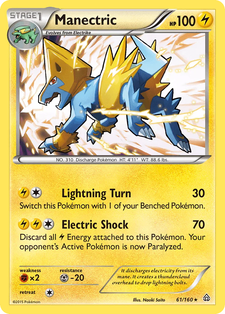 61, Fighting[×2], Holo Rare, Holofoil, Lightning, Metal[-20], Reverse Holofoil, XY: Primal Clash Manectric (61/160) [XY: Primal Clash] - Trading Card World