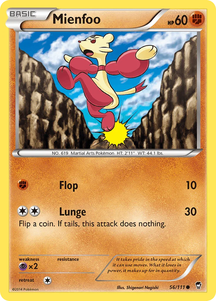 56, Common, Fighting, Normal, Psychic[×2], Reverse Holofoil, XY: Furious Fists Mienfoo (56/111) [XY: Furious Fists] - Trading Card World