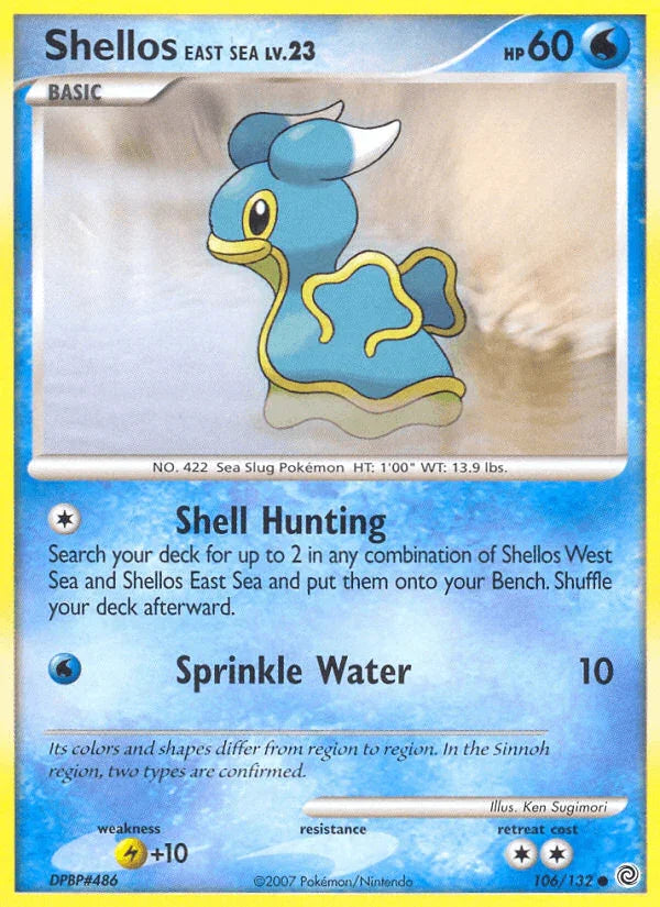 106, Common, Diamond & Pearl: Secret Wonders, Lightning[+10], Normal, Reverse Holofoil, Water Shellos East Sea (106/132) [Diamond & Pearl: Secret Wonders] - Trading Card World