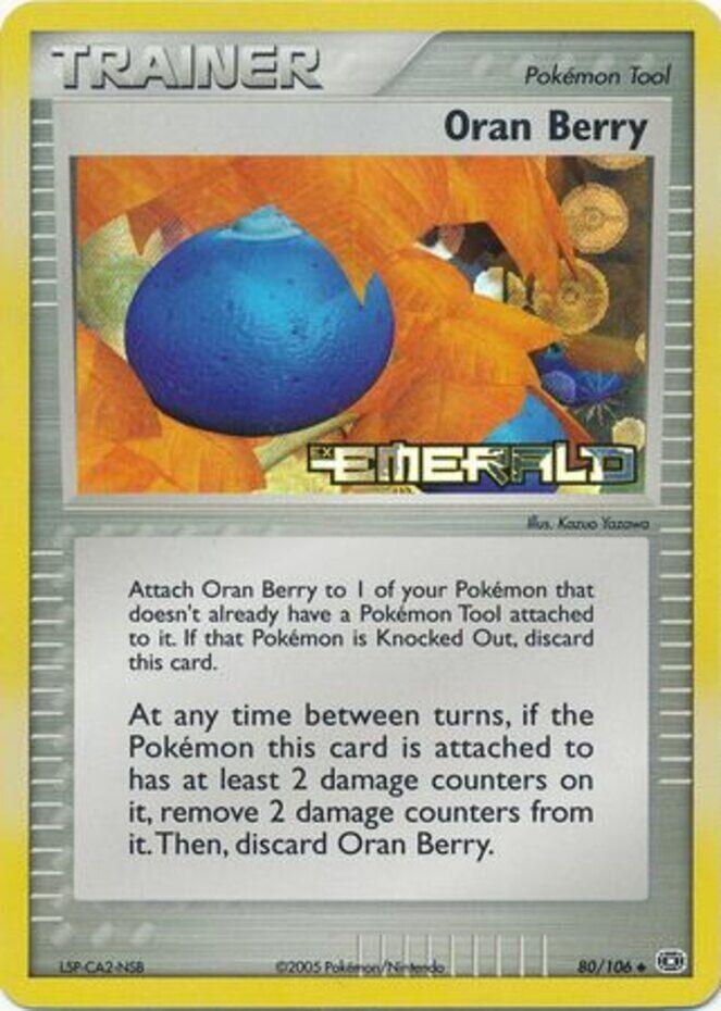80, EX: Emerald, Item, Reverse Holofoil, Uncommon Oran Berry (80/106) (Stamped) [EX: Emerald] - Trading Card World