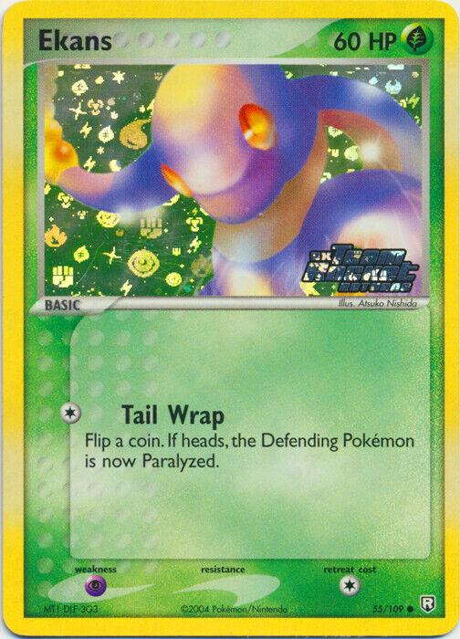 55, Common, EX: Team Rocket Returns, Grass, Psychic[×2], Reverse Holofoil Ekans (55/109) (Stamped) [EX: Team Rocket Returns] - Trading Card World