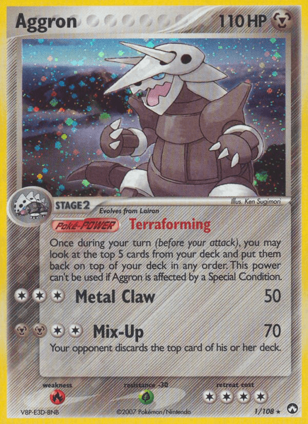 EX: Power Keepers, Fire[×2], Grass[-30], Holo Rare, Holofoil, Metal Aggron (1/108) [EX: Power Keepers] - Trading Card World