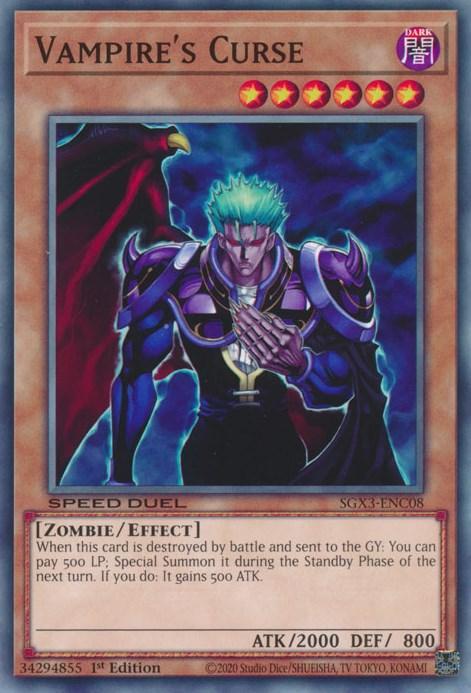 1st Edition, Common, Dark, Effect Monster, Speed Duel GX: Duelists of Shadows, Zombie Vampire's Curse [SGX3-ENC08] Common - Trading Card World
