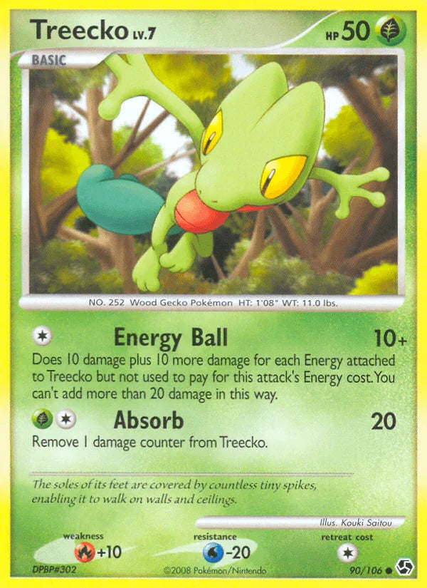 90, Common, Diamond & Pearl: Great Encounters, Fire[+10], Grass, Normal, Reverse Holofoil, Water[-20] Treecko (90/106) [Diamond & Pearl: Great Encounters] - Trading Card World