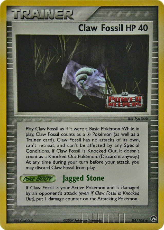 84, Common, EX: Power Keepers, Item, Reverse Holofoil Claw Fossil (84/108) (Stamped) [EX: Power Keepers] - Trading Card World