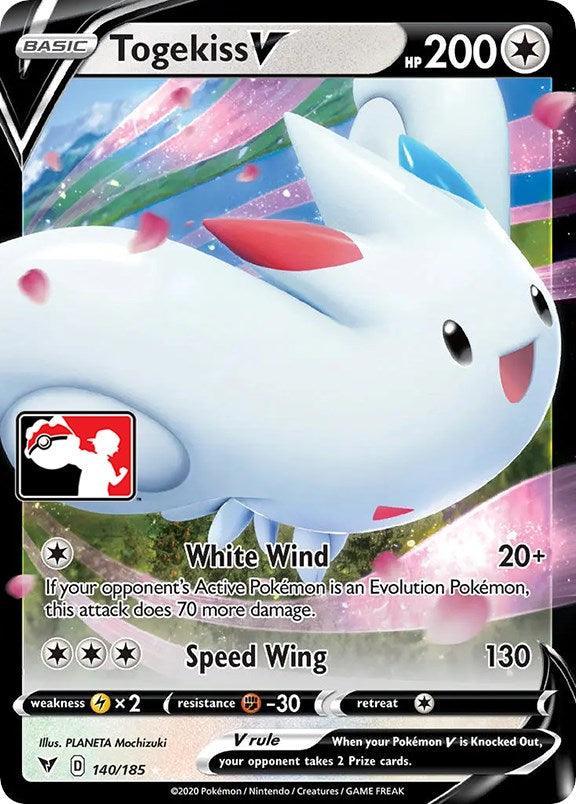 140, Colorless, Fighting [-30], Holofoil, Lightning [x2], Prize Pack Series One, Ultra Rare Togekiss V (140/185) [Prize Pack Series One] - Trading Card World