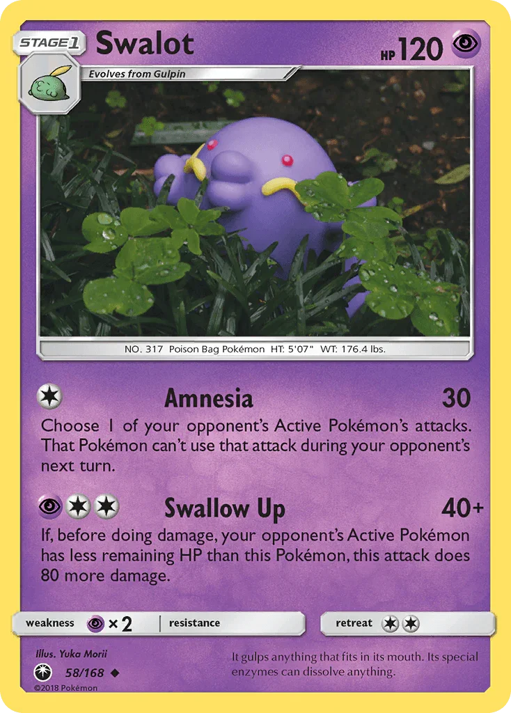 58, Normal, Psychic, Psychic[×2], Reverse Holofoil, Sun & Moon: Celestial Storm, Uncommon Swalot (58/168) [Sun & Moon: Celestial Storm] - Trading Card World