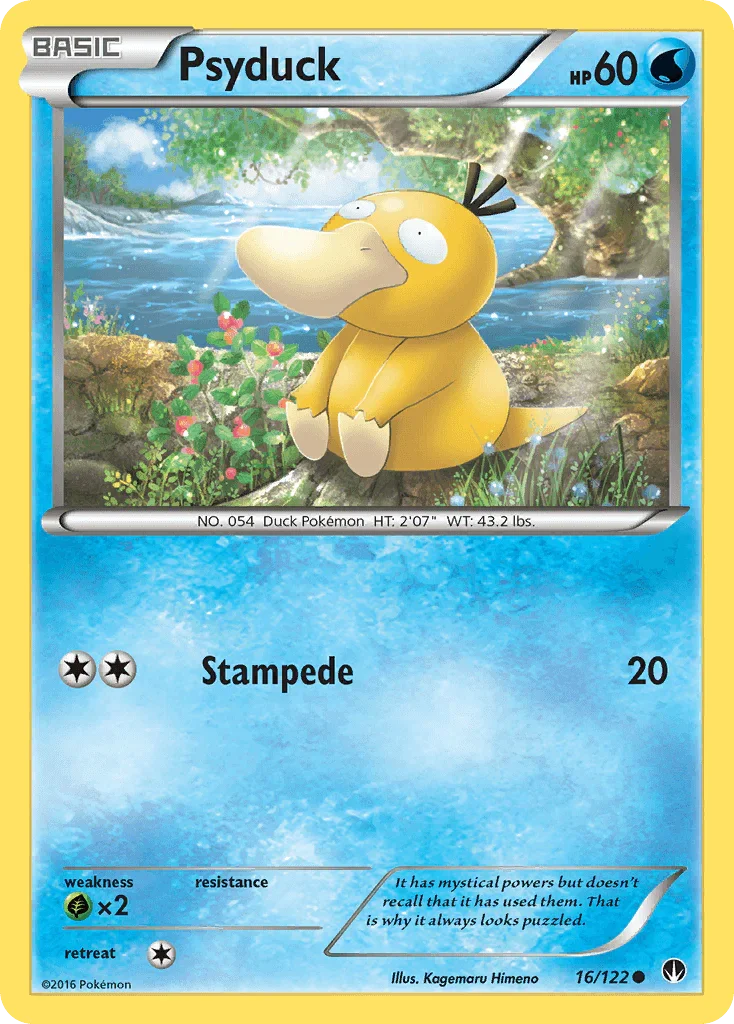 16, Common, Grass[×2], Normal, Reverse Holofoil, Water, XY: BREAKpoint Psyduck (16/122) [XY: BREAKpoint] - Trading Card World