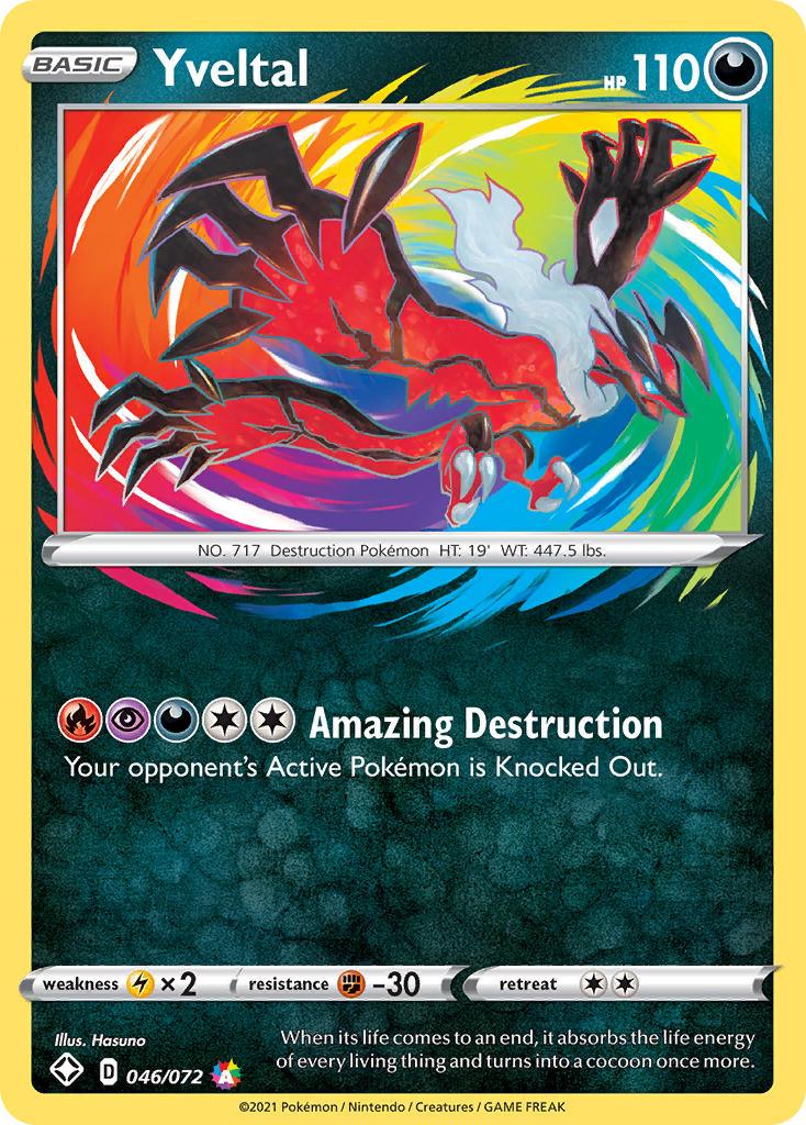 046, Darkness, Fighting[-30], Holofoil, Lightning[×2], Sword & Shield: Shining Fates, Ultra Rare Yveltal (046/072) [Sword & Shield: Shining Fates] - Trading Card World