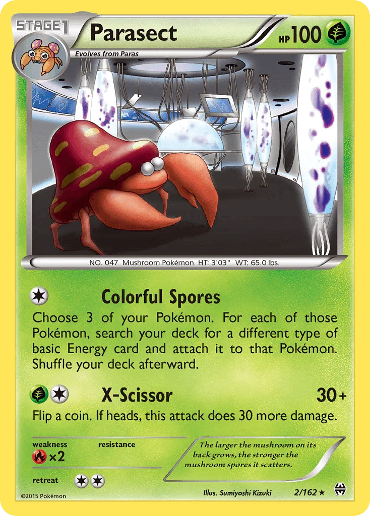 Fire[×2], Grass, Normal, Rare, Reverse Holofoil, XY: BREAKthrough Parasect (2/162) [XY: BREAKthrough] - Trading Card World