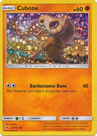 57, Fighting, Grass[×2], Holofoil, Promo, Sun & Moon: Forbidden Light Cubone (57/131) (General Mills Promo) [Sun & Moon: Forbidden Light] - Trading Card World