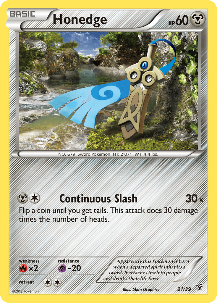 21, Common, Fire[×2], Metal, Normal, Psychic[-20], XY: Kalos Starter Set Honedge (21/39) [XY: Kalos Starter Set] - Trading Card World
