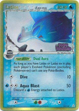 12, Colorless[×2], EX: Holon Phantoms, Fighting[-30], Grass[-30], Holo Rare, Reverse Holofoil, Water Latios (12/110) (Delta Species) (Stamped) [EX: Holon Phantoms] - Trading Card World
