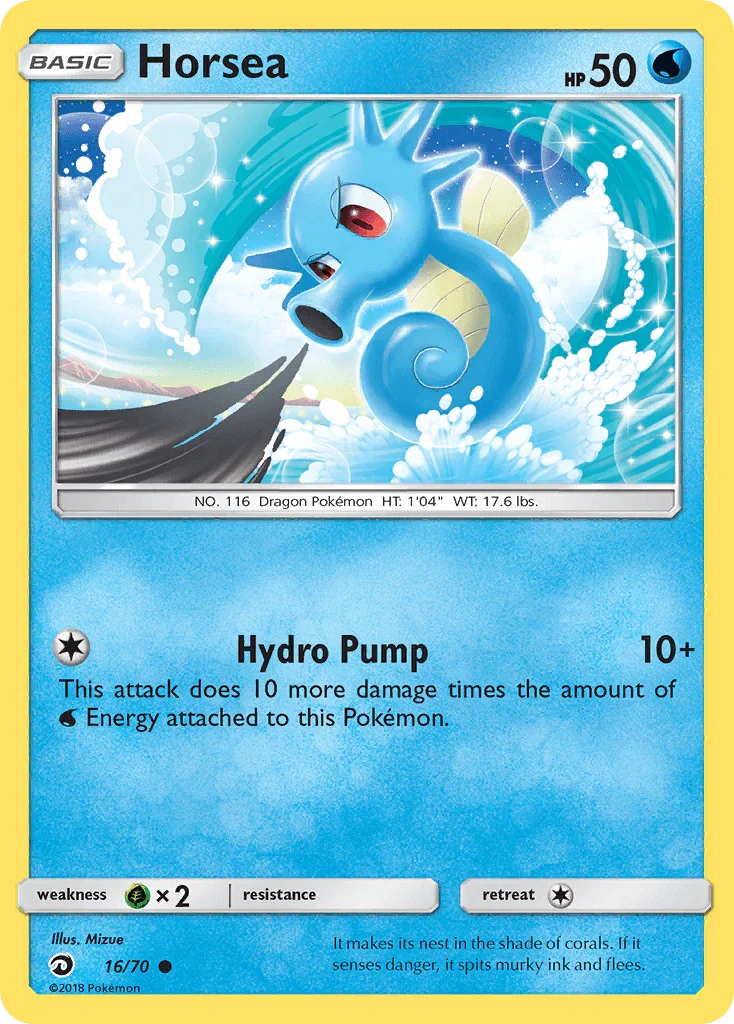 16, Common, Grass[×2], Normal, Reverse Holofoil, Sun & Moon: Dragon Majesty, Water Horsea (16/70) [Sun & Moon: Dragon Majesty] - Trading Card World
